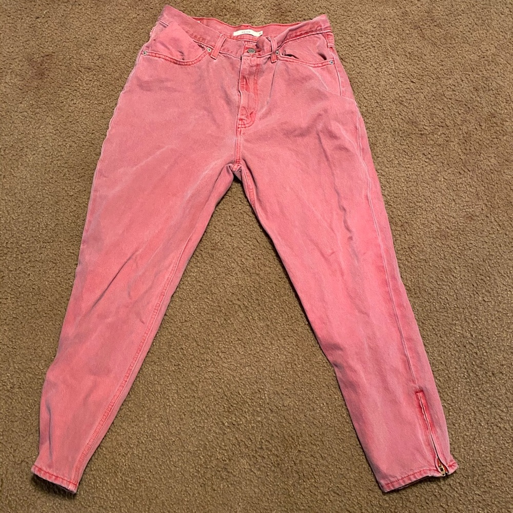 Red Levi mom jeans